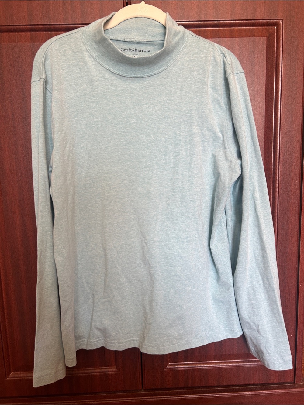 croft & barrow Light Blue Long-Sleeve Mock Neck Tee